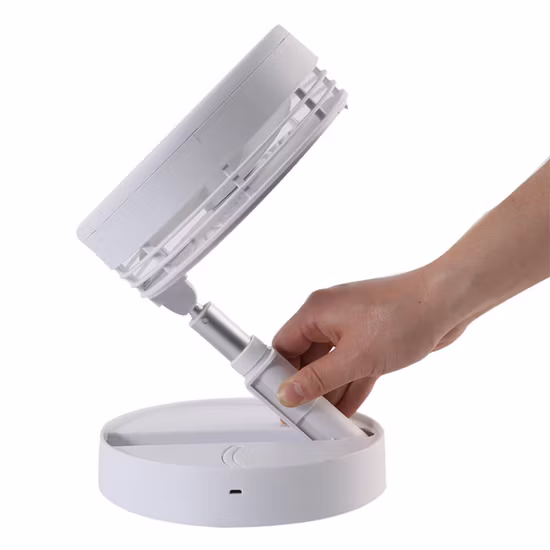 Tragbarer, höhenverstellbarer Luftkühler-Lüfter, USB wiederaufladbar, 3600 mAh, zusammenklappbarer Teleskoptisch, Schreibtischständer, wiederaufladbarer Mini-Lüfter